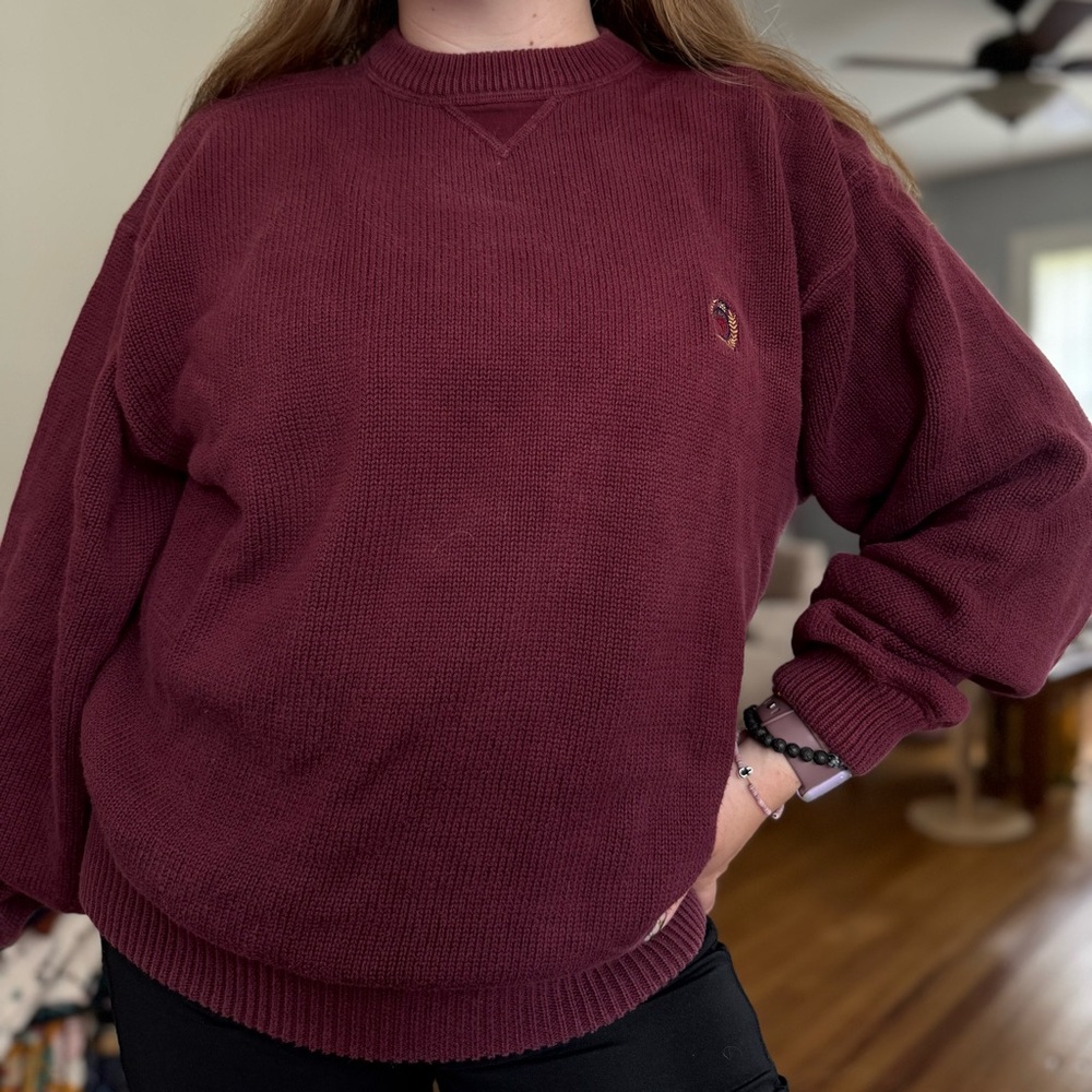 Men’s Tommy Hilfiger Large Maroon Knit Sweater Maroon Knit Academia Burgundy